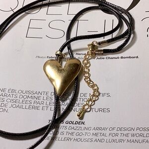 Gold Plated Heart on Black Cord